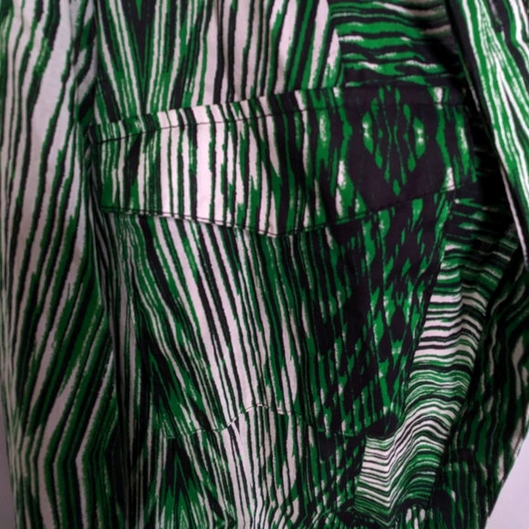 Derek Lam NWOT woodgrain stripe  shirt dress/coverup Large green black white - Picture 8 of 17